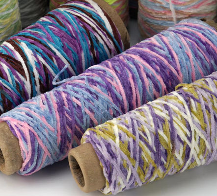 ضد پيلنگ 12nm Glitter Chenille Yarn رنگي شده و رنگي سفيد خام